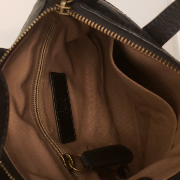 Frye Melissa Mini Shopper Leather Crossbody Adjustable Studs Black Gold - Picture 13 of 17